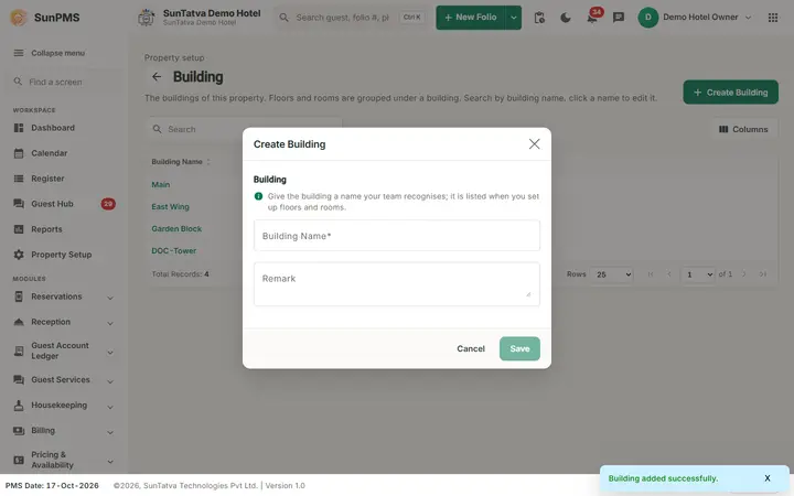 Building saved form cleared