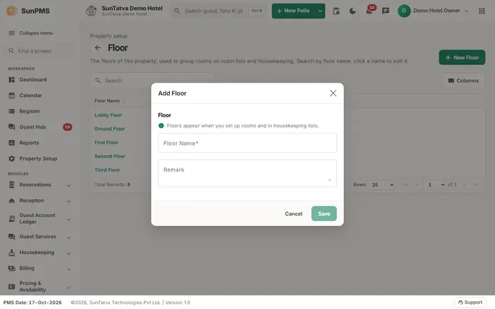 Floor dialog