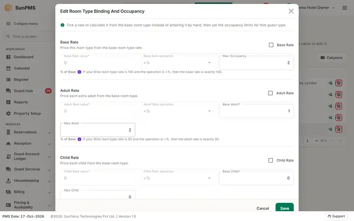 Room Type Binding And Occupancy: occ2 economy filled