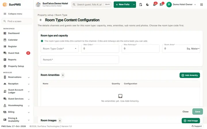 Room type content screen