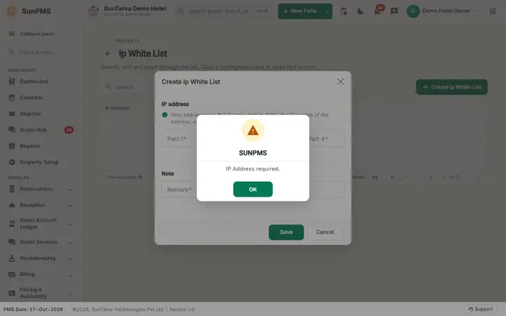 Ip White List: ip validation