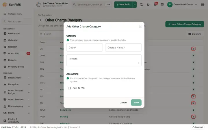 Other Charge Category: occat dialog