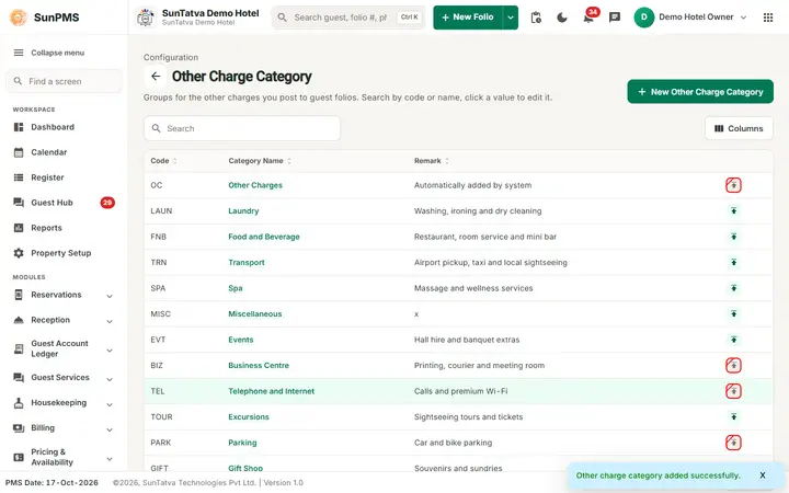 Other Charge Category: occat list after
