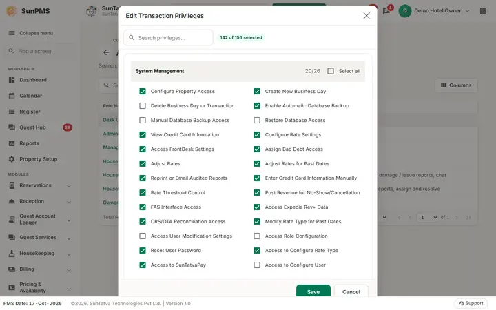 Assign Report Privileges: priv transaction dialog