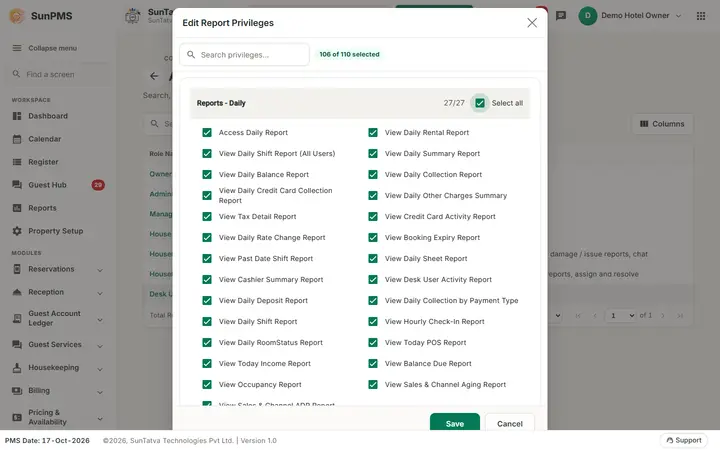 Assign Report Privileges: priv report unticked