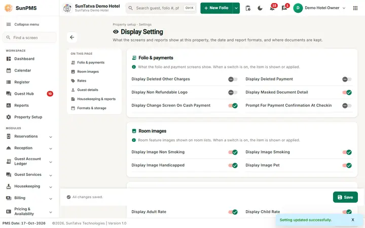 Display Setting: disp restored