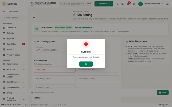 FAS Settings: fas validation