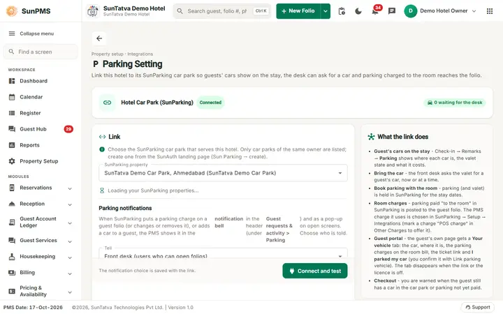 Parking Setting: pk linked