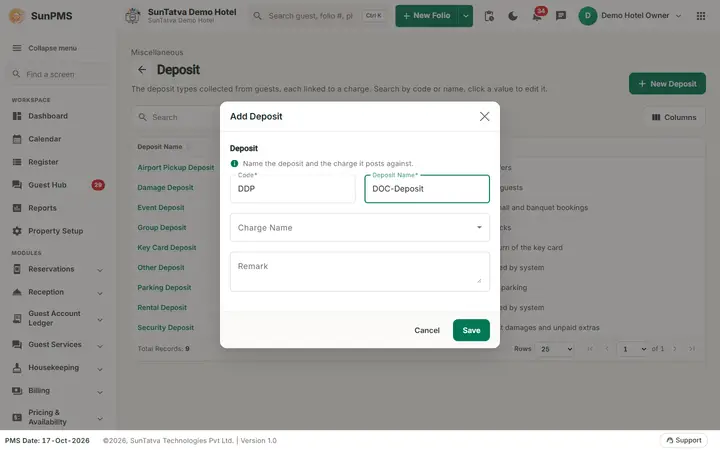 Deposit filled