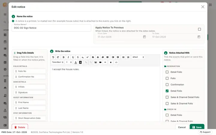 Notice Setup: sgn edit before delete