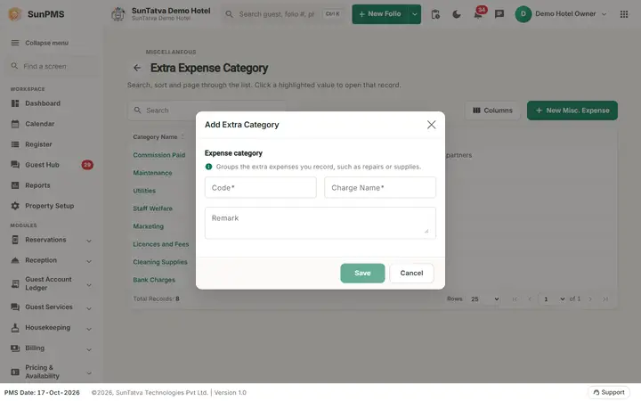 Extra Expense Category: xexp dialog