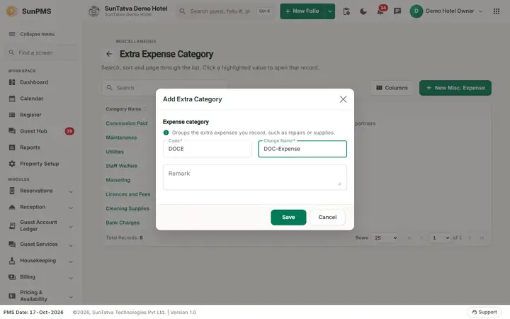 Extra Expense Category: xexp filled