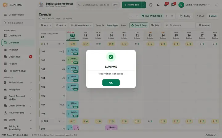 Folio - Money When a Booking Is Cancelled or No-Show: folio cancel cancelled