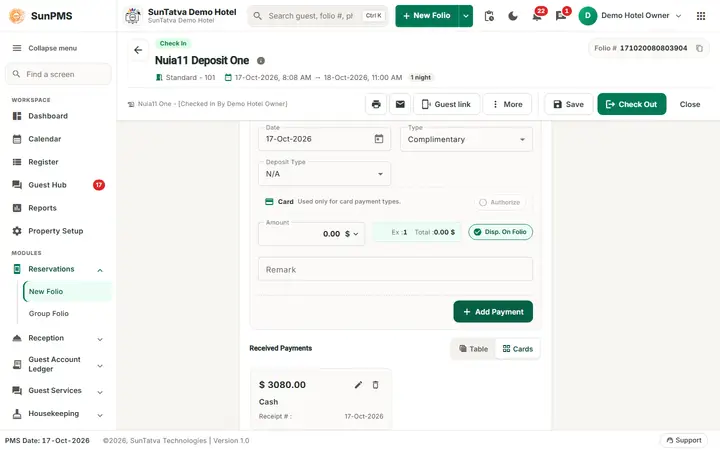 Folio - Deposits, Invoice and the Missing Credit Note: folio deposit room paid