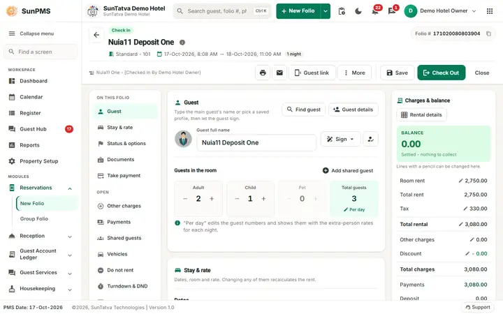 Folio - Deposits, Invoice and the Missing Credit Note: folio deposit after