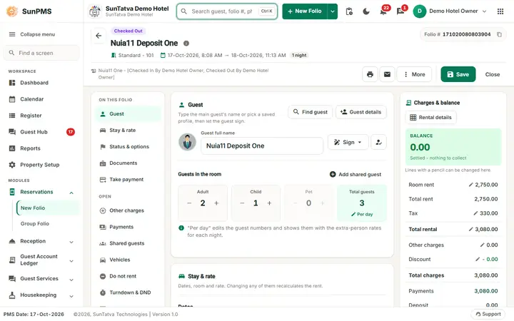 Folio - Deposits, Invoice and the Missing Credit Note: folio deposit checked out