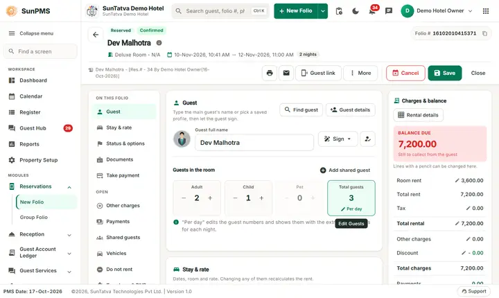 Folio - Header, Information Icon, Folio Number and Audit Trail: top of a saved folio