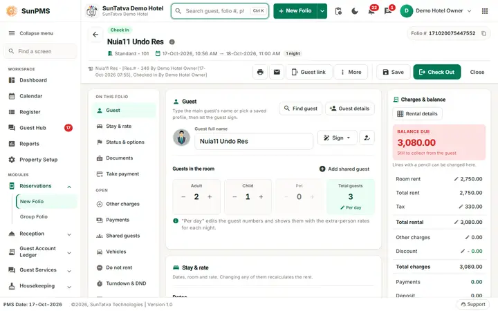 Folio - Undo Check-In: folio undo inhouse