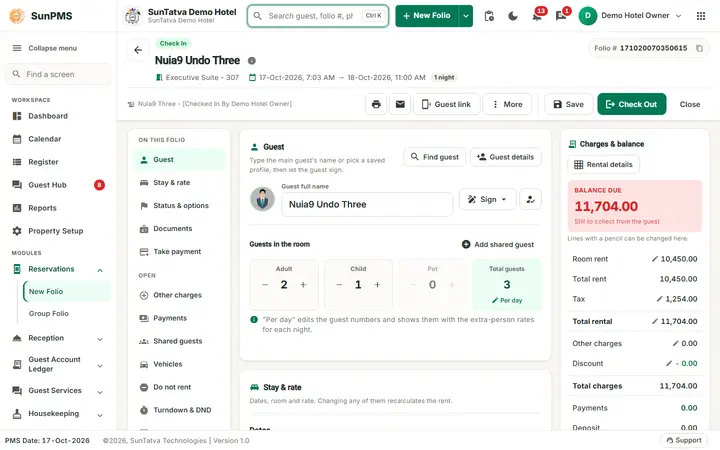 Folio - Undo Check-In: folio undowalk inhouse