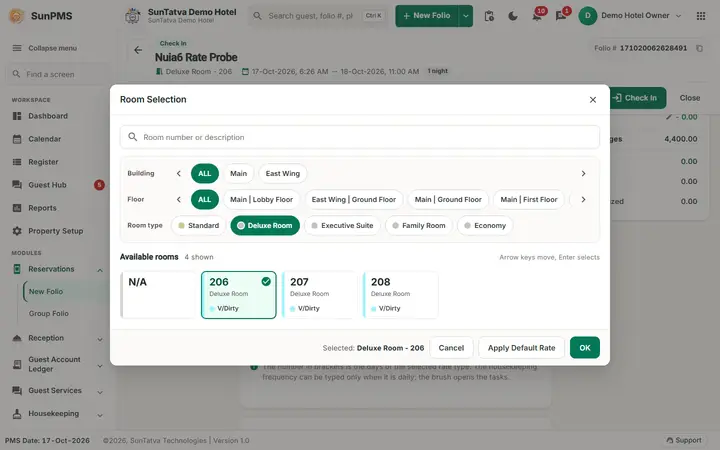 New Folio - Reservation or Walk-in Check-in: new 03c before apply