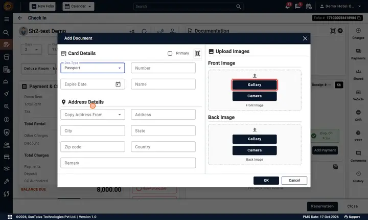 Folio - Guest Details and Documents: profile upload buttons