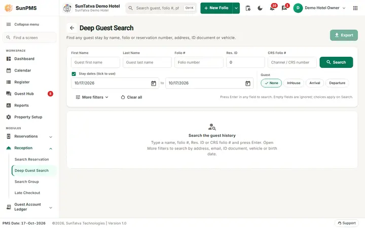 Search Reservation: search deep empty