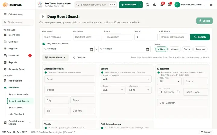 Search Reservation: search deep filter