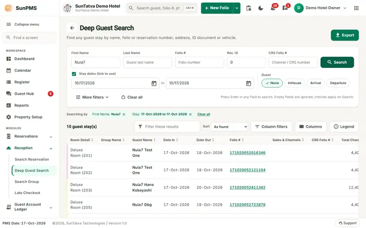 Search Reservation: search deep result