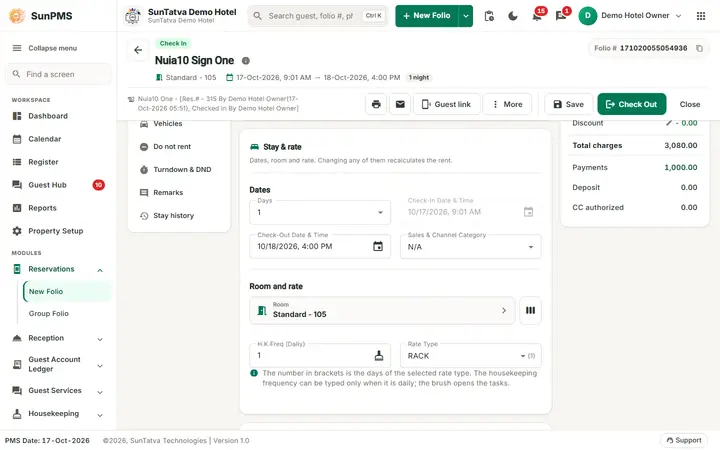 Late CheckOut: times checkout time set