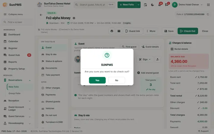 Guest Account Ledger lists: early checkout question