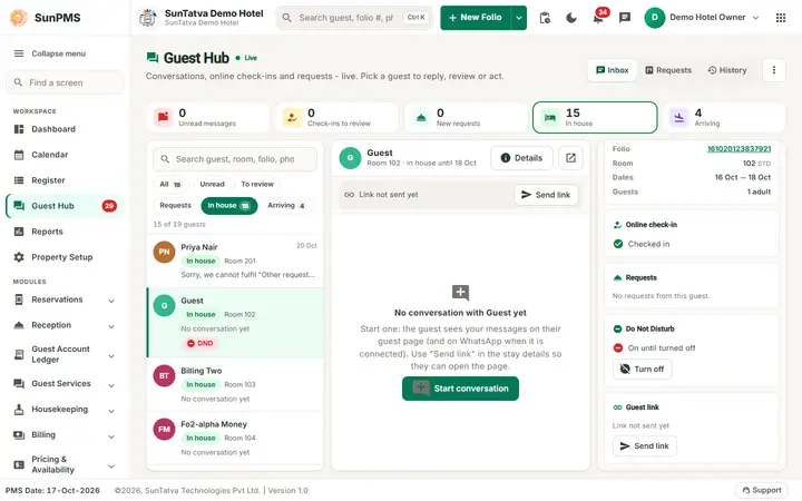 Guest Hub: hub dnd on