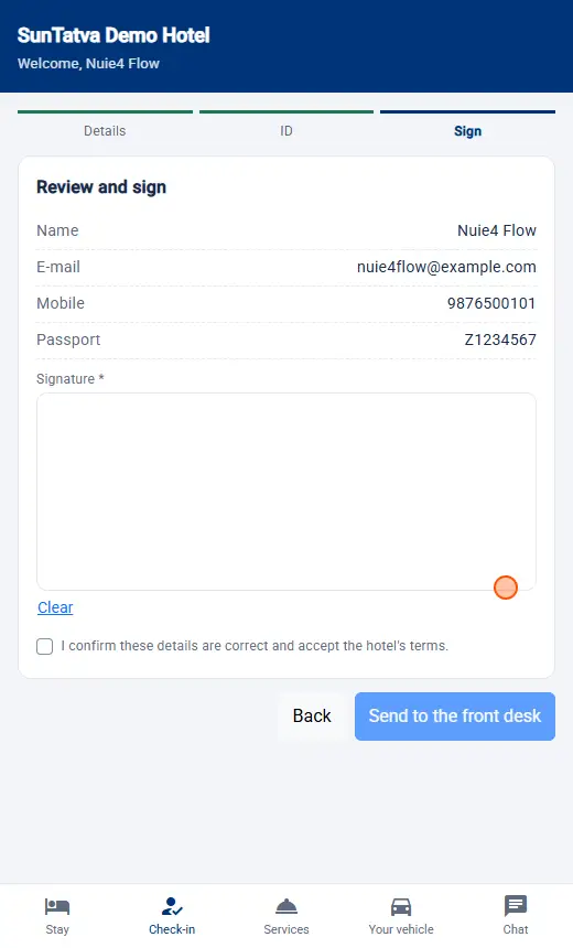 Arrival List: online guest sign