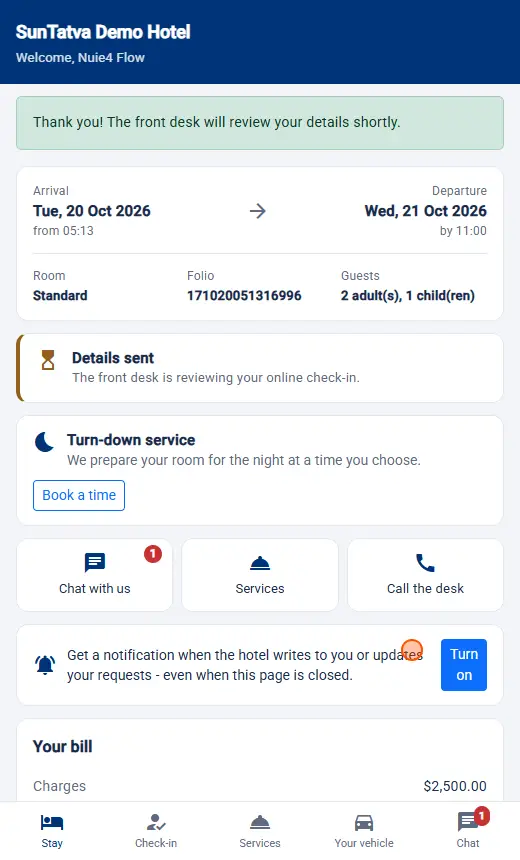 Arrival List: online sent