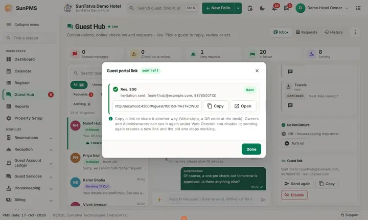 Guest Conversations: req link sent