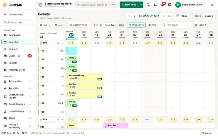 Room Maintenance (Block-Unblock): block calendar before