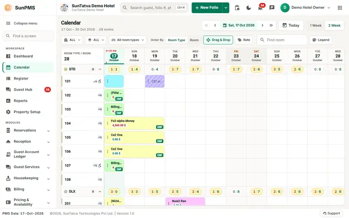 Room Maintenance (Block-Unblock): block calendar after