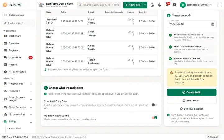 Night Audit: audit setting