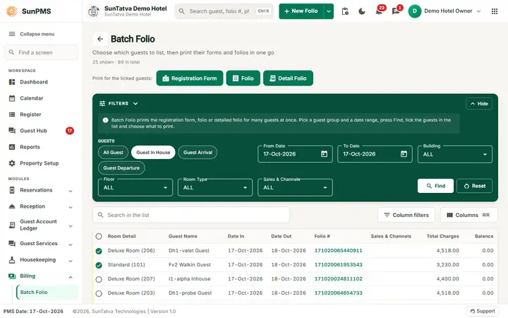 Batch Folio: batch selected