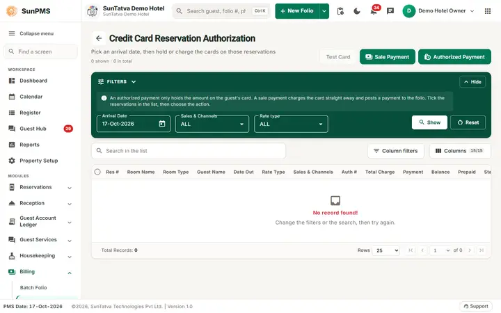 Credit Card Authorization: ccauth screen