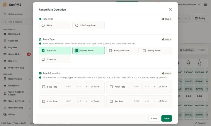 Rate Manager: rates bulk filled