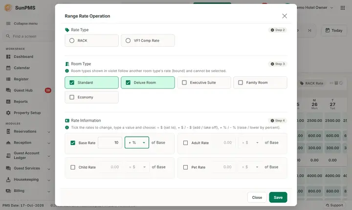 Rate Manager: rates30 economy filled