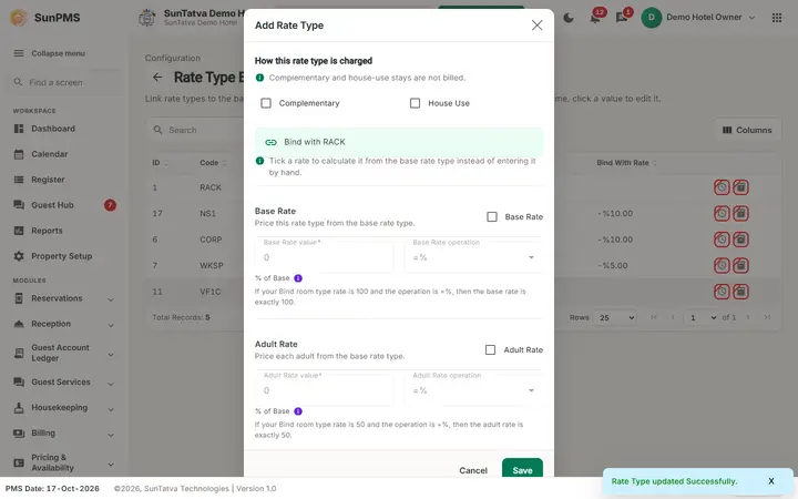 Rate Type Binding: rtbind saved