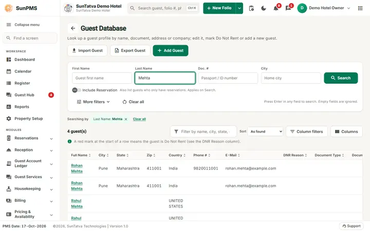 Guest Search (Guest Database): gsearch mehta