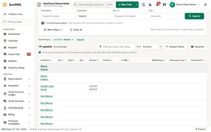 Guest Search (Guest Database): gsearch after save