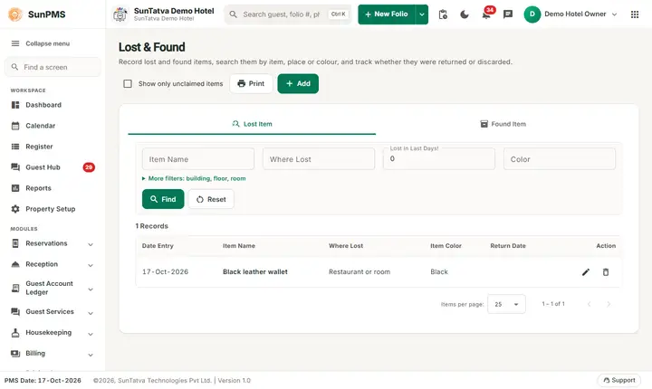 Lost & Found: lostfound screen