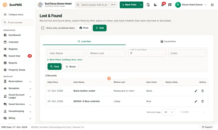Lost & Found: lostfound lost list
