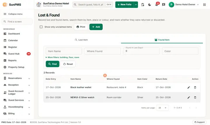 Lost & Found: lostfound returned
