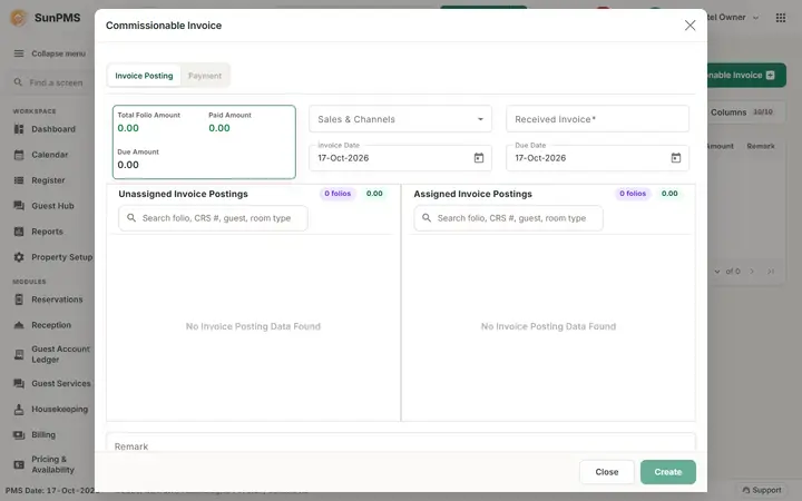 Commissionable Invoice: cinv dialog