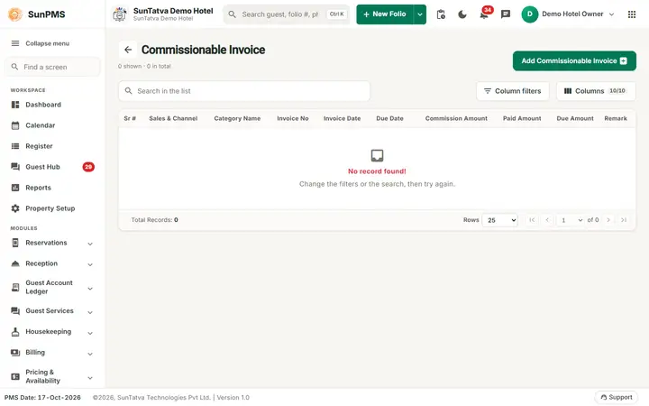 Creditable Invoice: crinv empty list