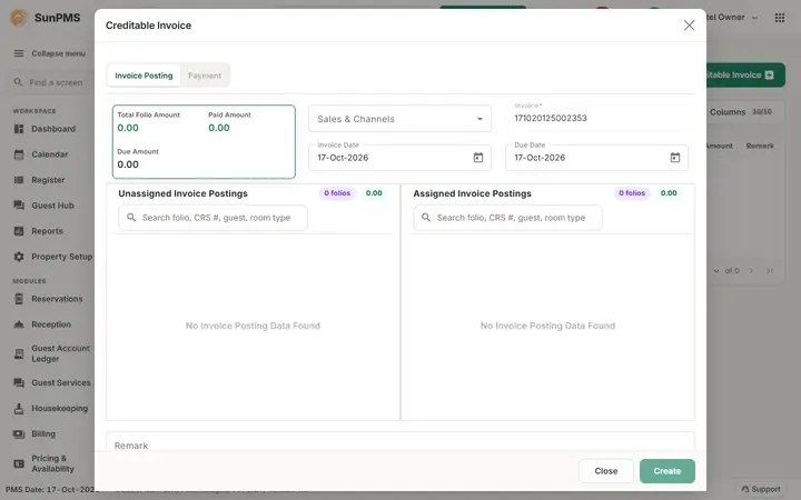Creditable Invoice: crinv dialog